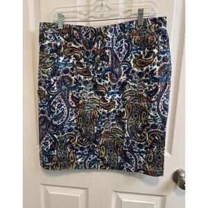 Jones New York Sport Skirt Size 14 Zip Button Pockets Blue Gold Red Unlined New